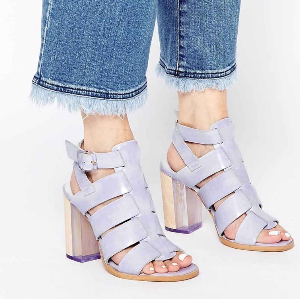 Miista Lilac Strappy Block Heels